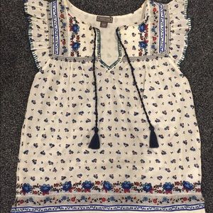 J.Crew Point Sur cotton split neck top